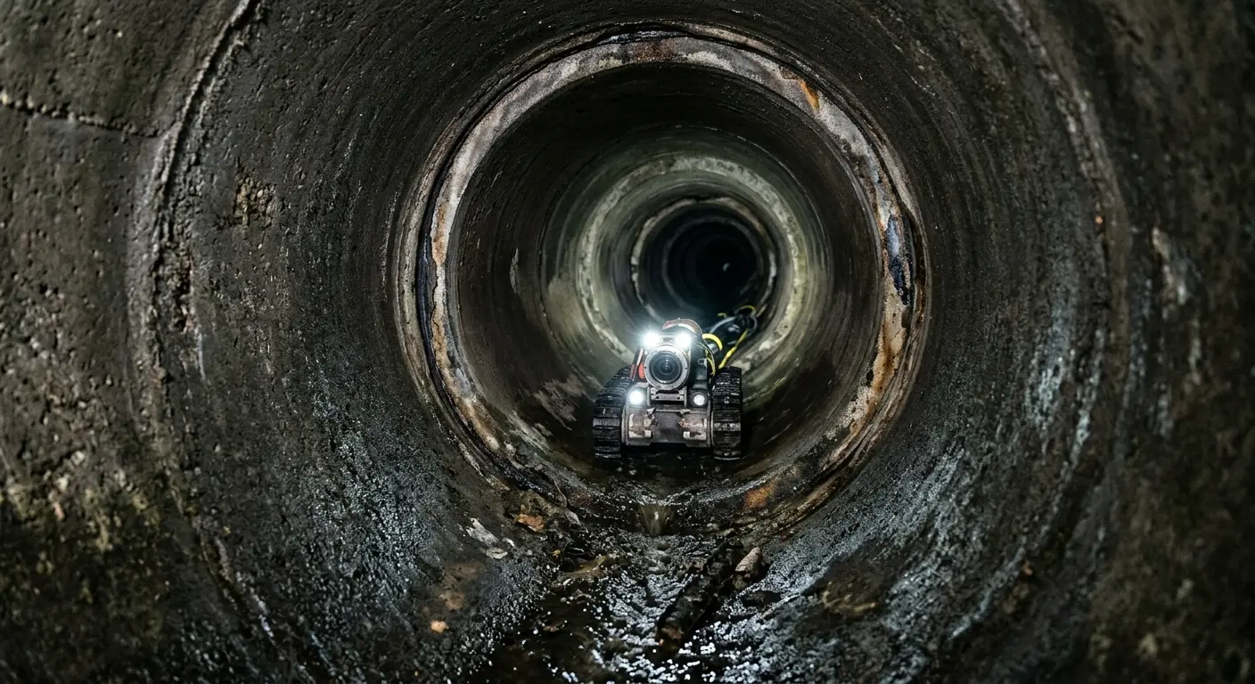 Robotic sewer camera inspecting pipe interior for Drain Snake Service in Pensacola